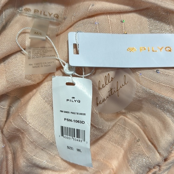 🌿SALE🌿PILQ Pink Sands Paige Tie Swim Coverup Dress size M/L - Picture 2 of 10